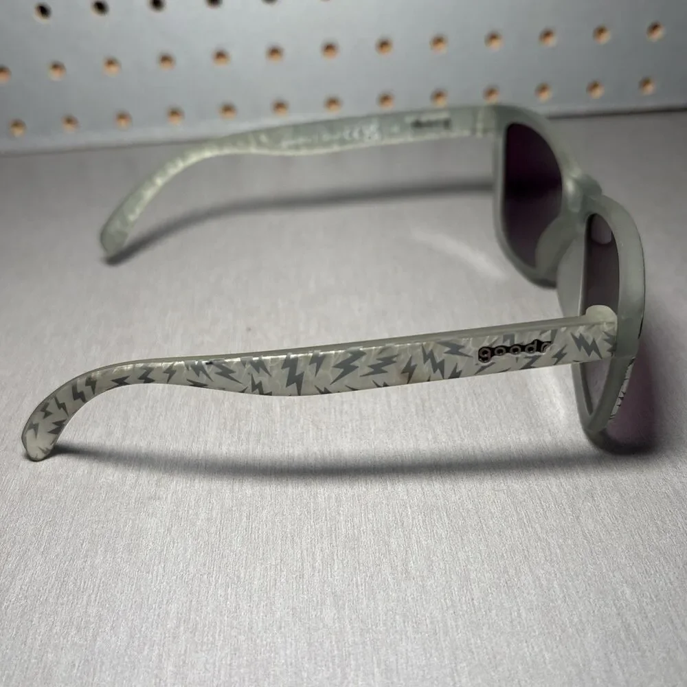 Goodr OG Sunglasses We Are SHOCKED Silver Gray Running No Slip Square Polarized